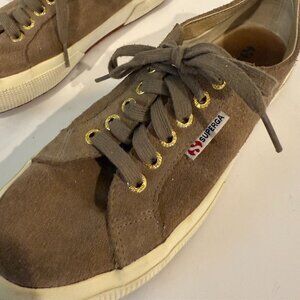 SUPERGA S003SRO Tan Suede Sneaker Gold Eyelets Size EU 39.5 US W 8.5 US M 7